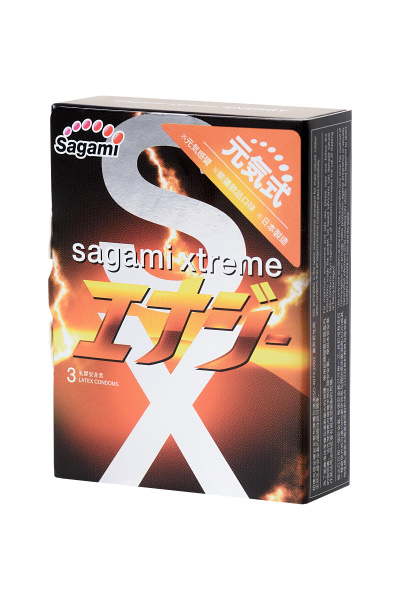 Презервативы Sagami, xtreme, energy, латекс, 19 см, 5,3 см, 3 шт.