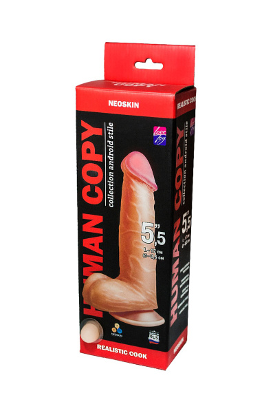 Фаллоимитатор  неоскин на присоске HUMAN COPY LOVETOY, телесный, 17 см