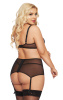 Комплект SoftLine Collection Dolores (бюстгальтер, стринги и пояс для чулок), черный, XXXL