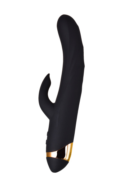 Вибратор с клиторальным  стимулятором WANAME D-SPLASH THUNDER, силикон, черный, 24,2 см